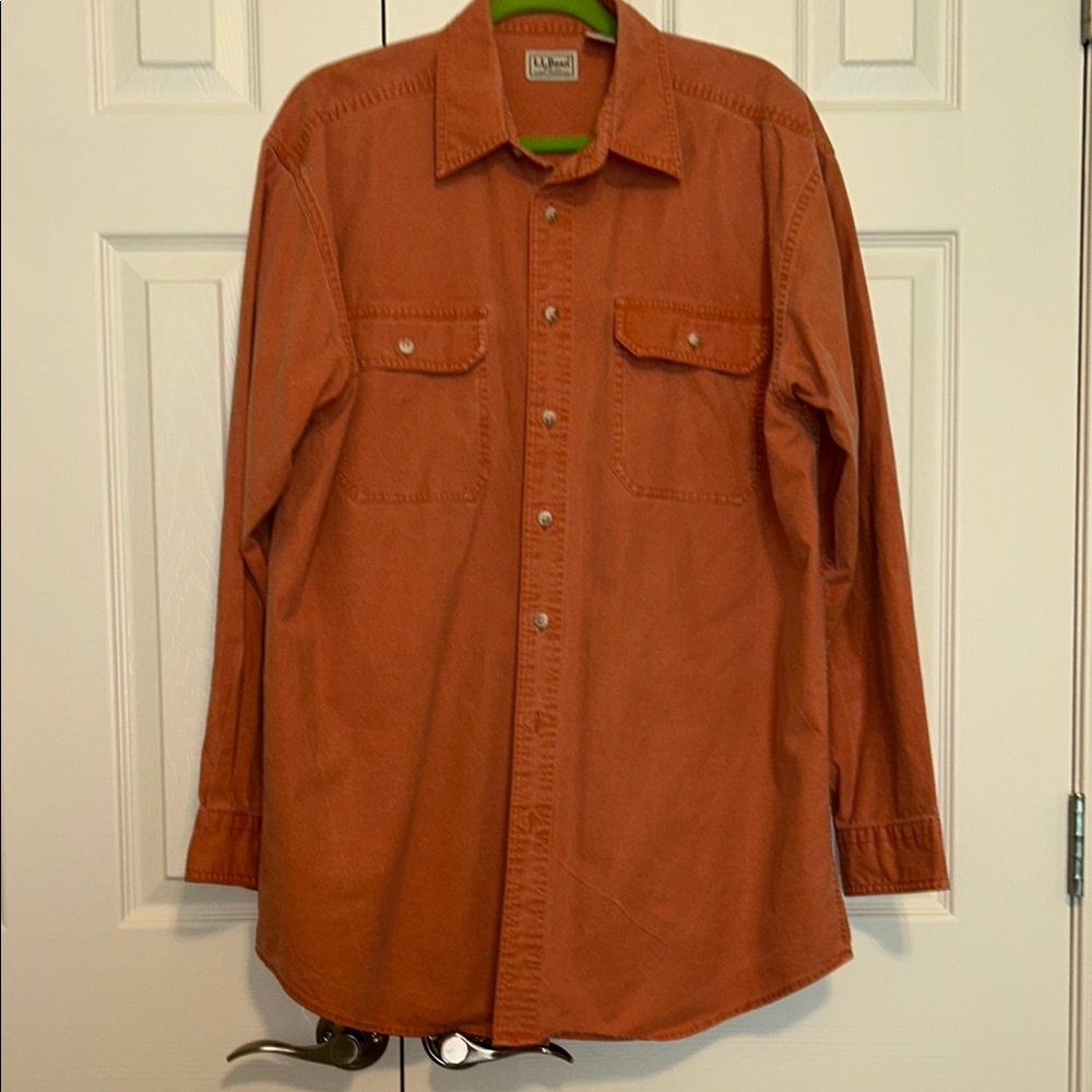 L.L. Bean Men's Casual Button Down Shirt - Rust Orange
